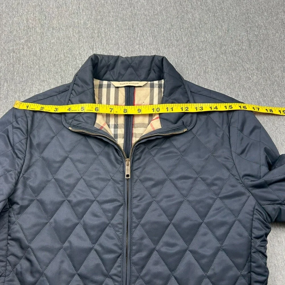 Burberry London Full Zip Quilted Jacket Womens Small Blue Plaid Lined - Picture 8 of 16